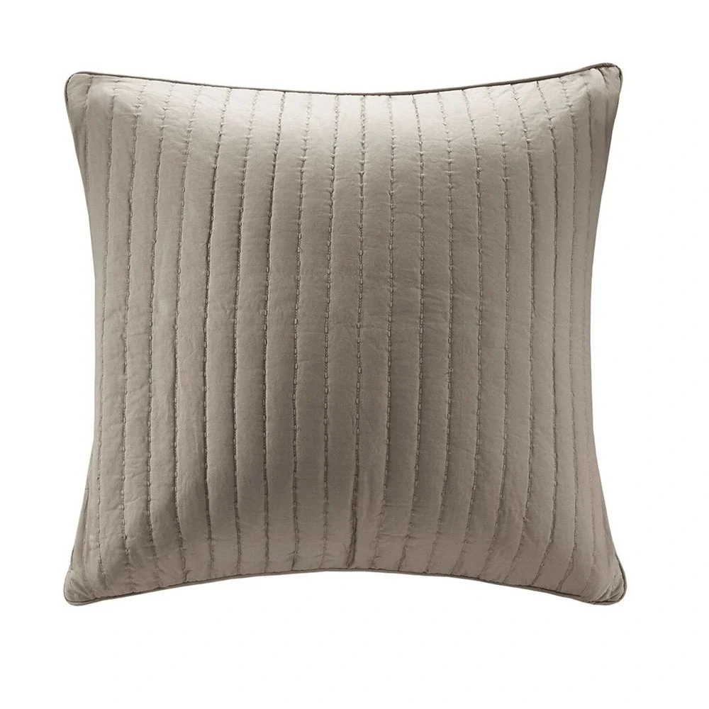 NWT NK+IVY Camila Cotton Quilted Euro Sham 100% Cotton‎ Color Taupe Size 26